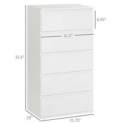 5 Drawer Cabinet Storage Cupboard Sideboard Organiser Living Room White