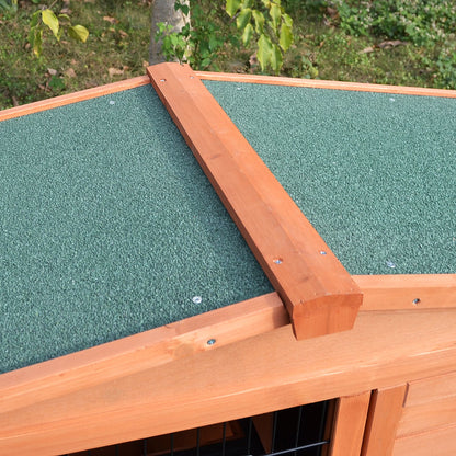 2-Tier Rabbit Hutch Outdoor, Large Guinea Pig Hutch, Bunny Cage with Ramp, Rabbit Run, Slide Out Tray for Indoor 100.5 x 55 x 101 cm