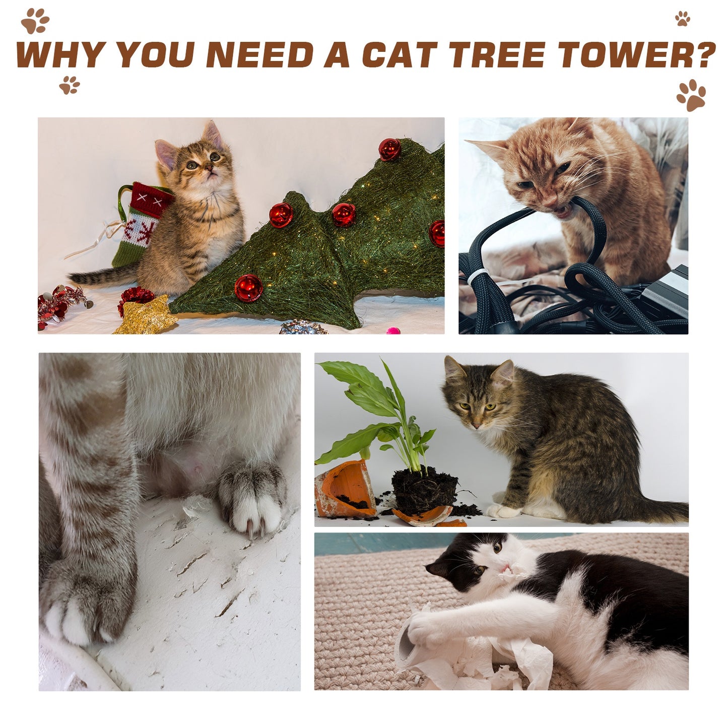 Cat Tree for Indoor Cats Kitten Tower Activity Center Climbing Stand Furniture with Scratching Posts Dangling Ball Perch Beige