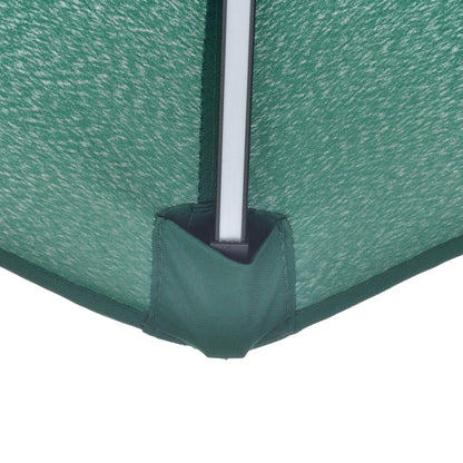 3(m) Cantilever Parasol Banana Hanging Umbrella with Double Roof, LED Solar lights, Crank, 8 Sturdy Ribs and Cross Base Green