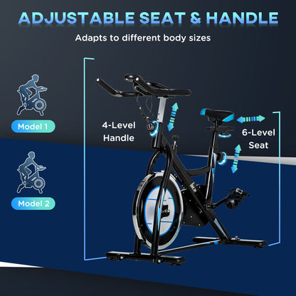 Stationary Exercise Bike, 8kg Flywheel Indoor Cycling Workout Fitness Bike, Adjustable Resistance Cardio Exercise Machine w/ LCD Monitor Pad and Phone Holder for Home, Gym, Office, Black