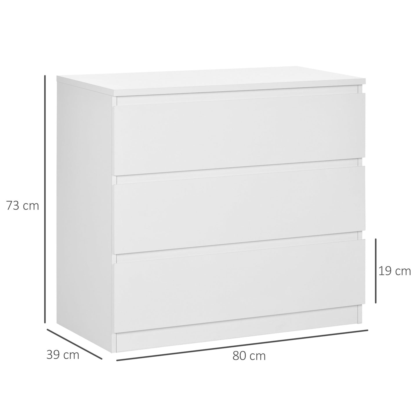 Three drawers offer lots of storage clothing - White