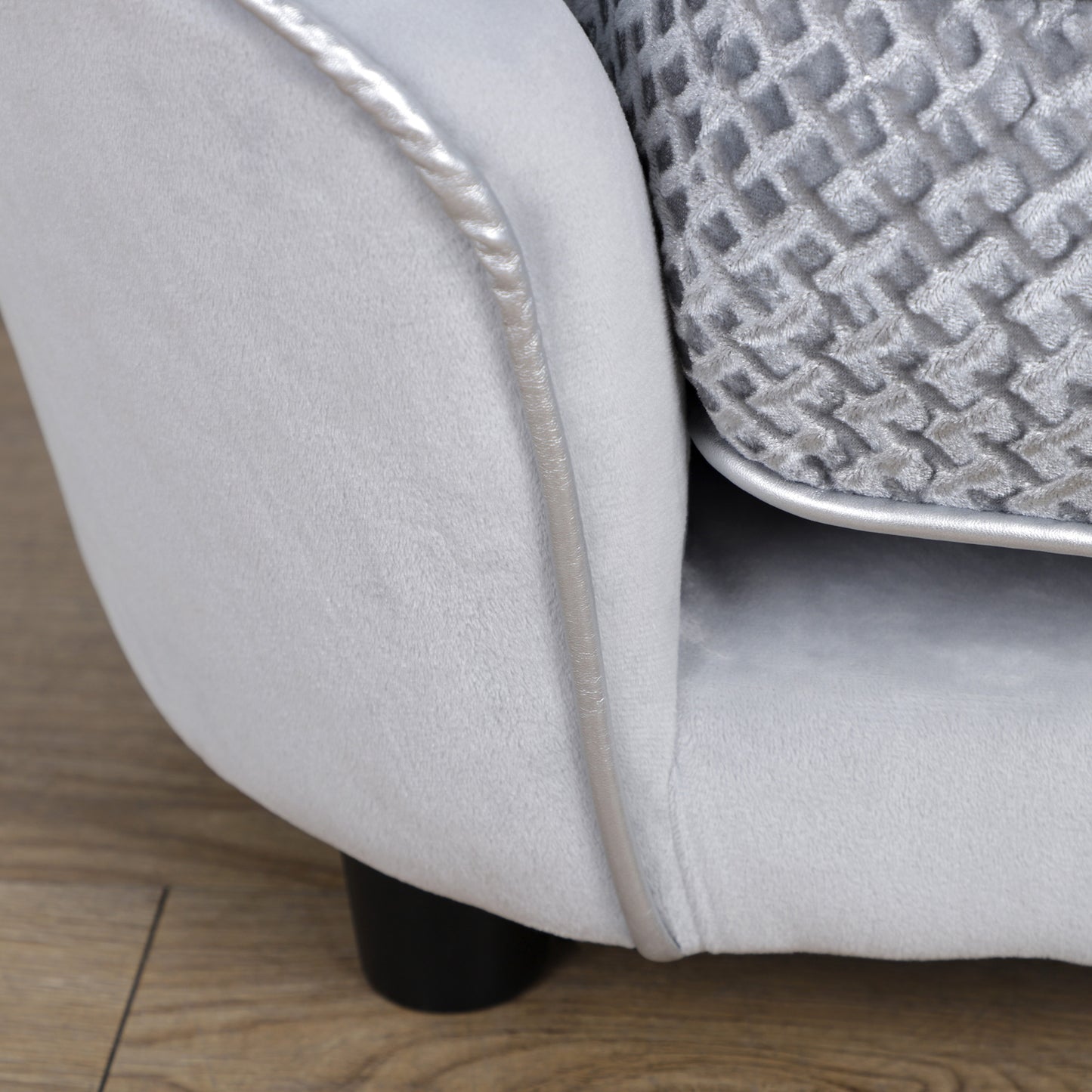 Dog Sofa for XS and S-Size Dogs, Pet Couch with Thick Sponge Padded Cushion, Cat Lounge Bed with Washable Cover, Wooden Frame