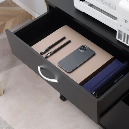 VinsettoPrinter Table, Mobile Printer Cabinet with Storage, Open Shelf, Drawer for Home, Office, Black