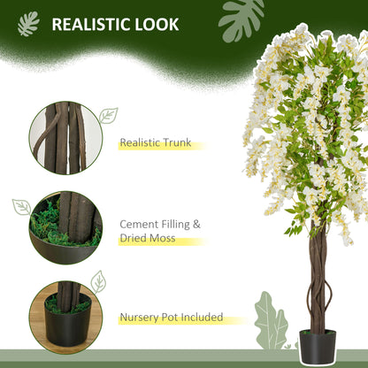 Artificial White Wisteria Tree (1.6m tall)