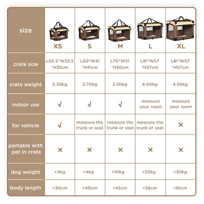 60cm Foldable Pet Carrier Bag Soft Travel Dog Crate, Portable Cat Carrier w/ Cushion, for Cats and Miniature Dogs - Brown