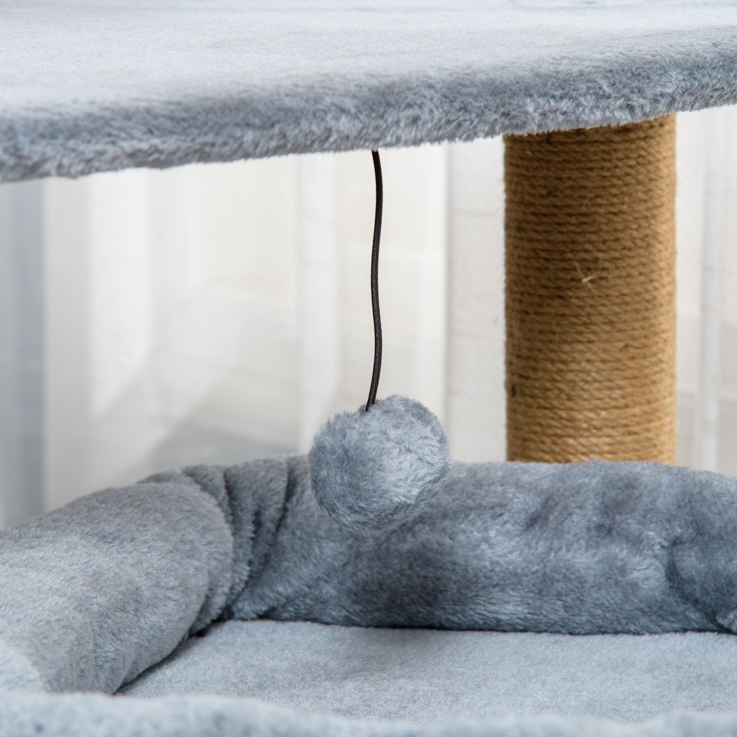 Cat Tree Tower for Indoor Cats Kitten Activity Center with Scratching Posts Pad Condo Perch Bed Interactive Ball Toy 48 x 48 x 84cm, Grey