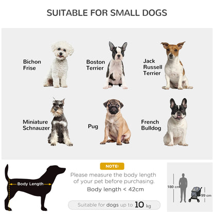 Pet Stroller Dog Pram Pushchair Cat Travel Carriage W/ Universal Wheels, Brake, Canopy, Storage Bag - Grey