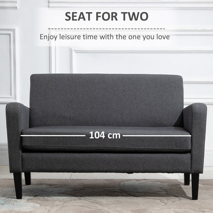Linen Modern-Curved 2-Seat Sofa Loveseat w/ Thick Cushion Wood Legs Foot Pads Single Compact Home Furniture City Flats Grey