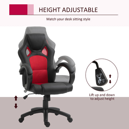 High Back Office & Gaming Chair Faux Leather Swivel Computer Desk Chair for Home Office with Wheels Armrests, Black & Red