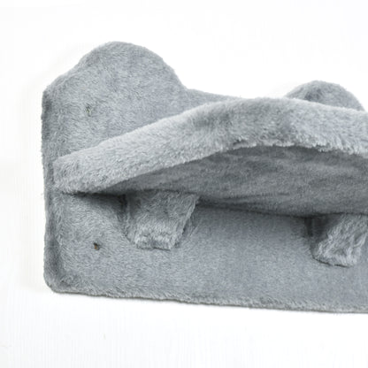 4PCs Wall Mounted Cat Tree Cat Wall Shelves Furniture Climbing Shelf Set Kitten Activity Centre w/ Hammock, Scratching Post - Grey