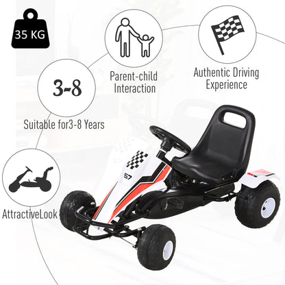 Kids Adjustable Seat PP Pedal Go-Kart White/Red