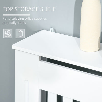 Slatted Radiator Cover Painted Cabinet MDF Lined Grill in White (78L x 19W x 81H cm)
