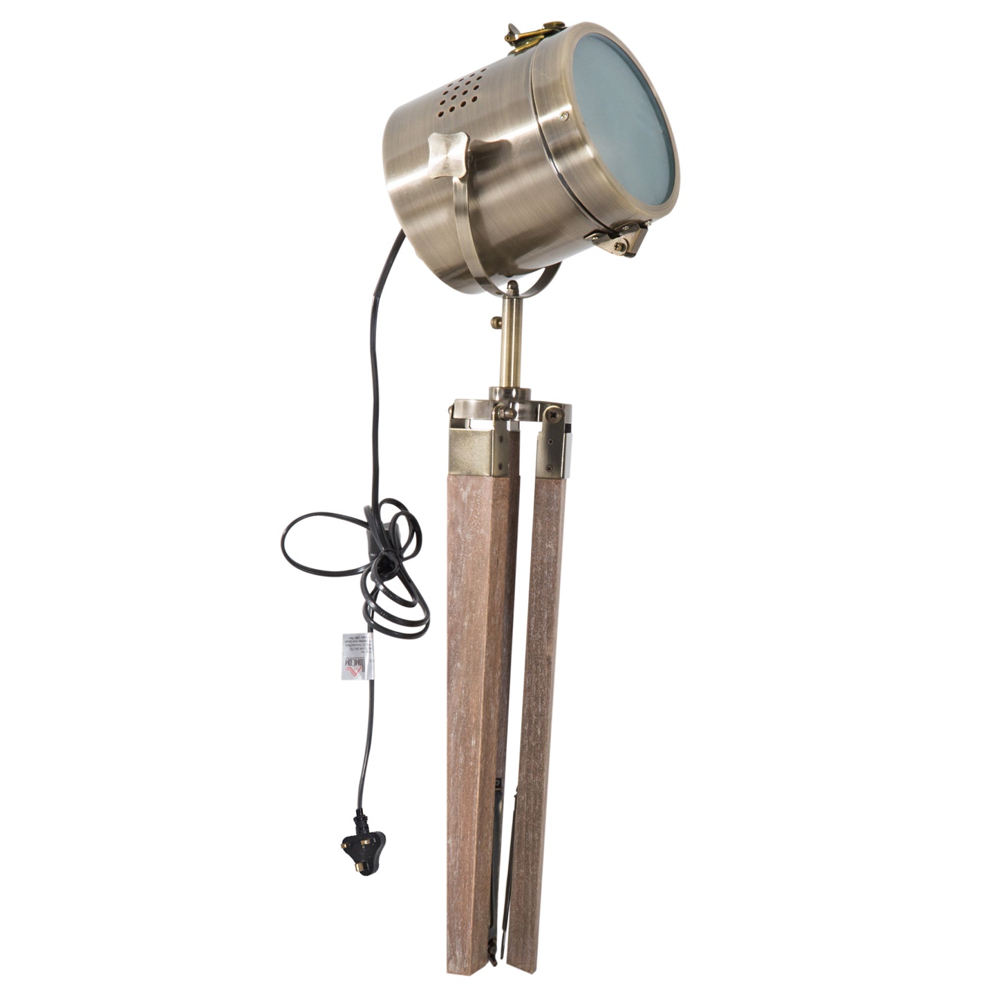 Vintage Tripod Table Desk Lamp Bedside SpotBrass Antique Search Wooden Base