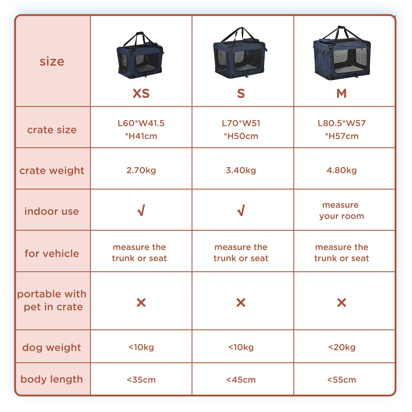 Folding Pet Carrier Bag Soft Portable Dog Cat Crate Puppy Kennel Cage House with Cushion Storage Bags Dark Blue, 60 x 41.5 x 41cm