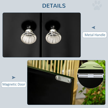 Raised Dog Bowls for Large Dogs Pet Feeding Station w/ Stand, Storage, Two Stainless Steel Bowls - Black