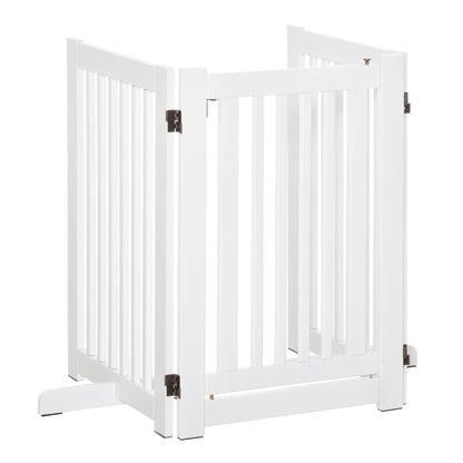 Freestanding Dog Gate, Foldable Pet Fence, Indoor Barrier, Stair Gate with Support Feet, 155 x 76 cm, White