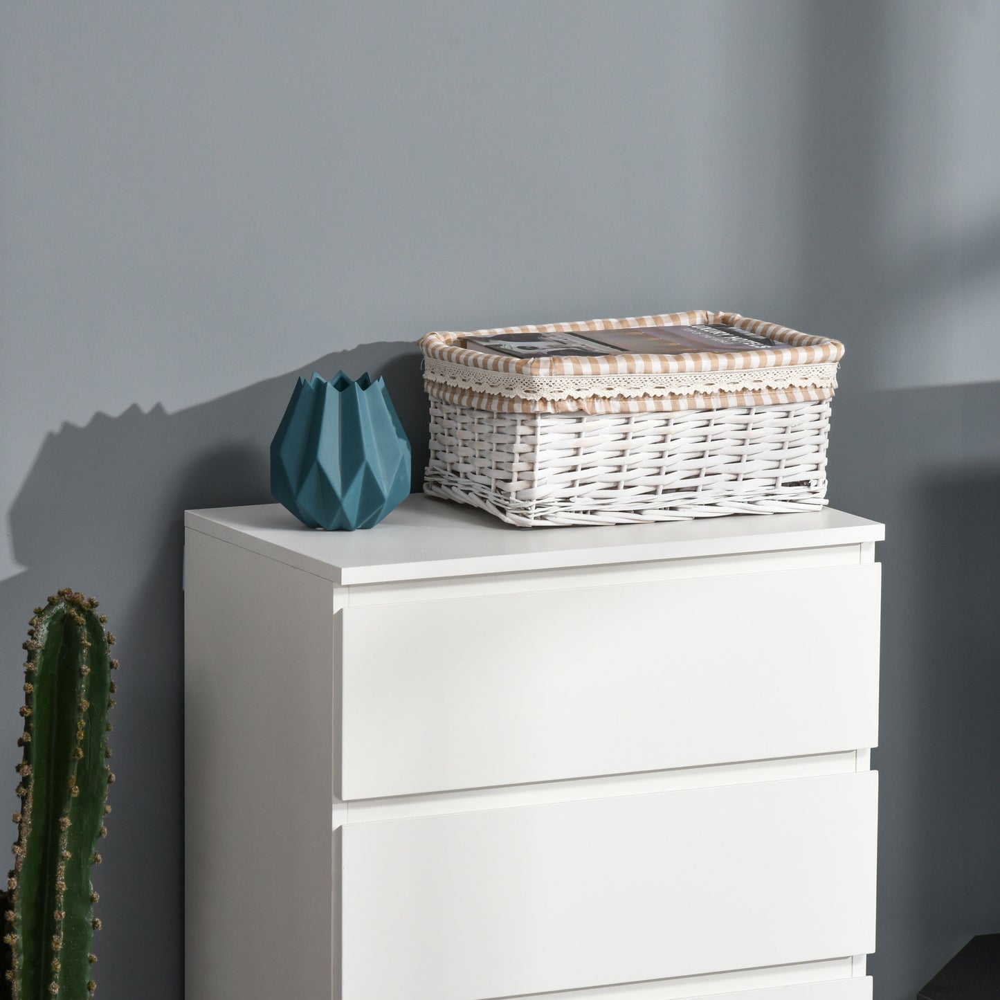 5 Drawer Cabinet Storage Cupboard Sideboard Organiser Living Room White