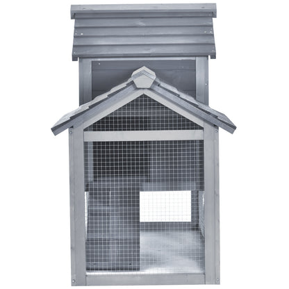 Small Chicken Coop with Run Hen House Poultry Coops Cages Nesting Box Grey 150.5 x 54 x 87cm