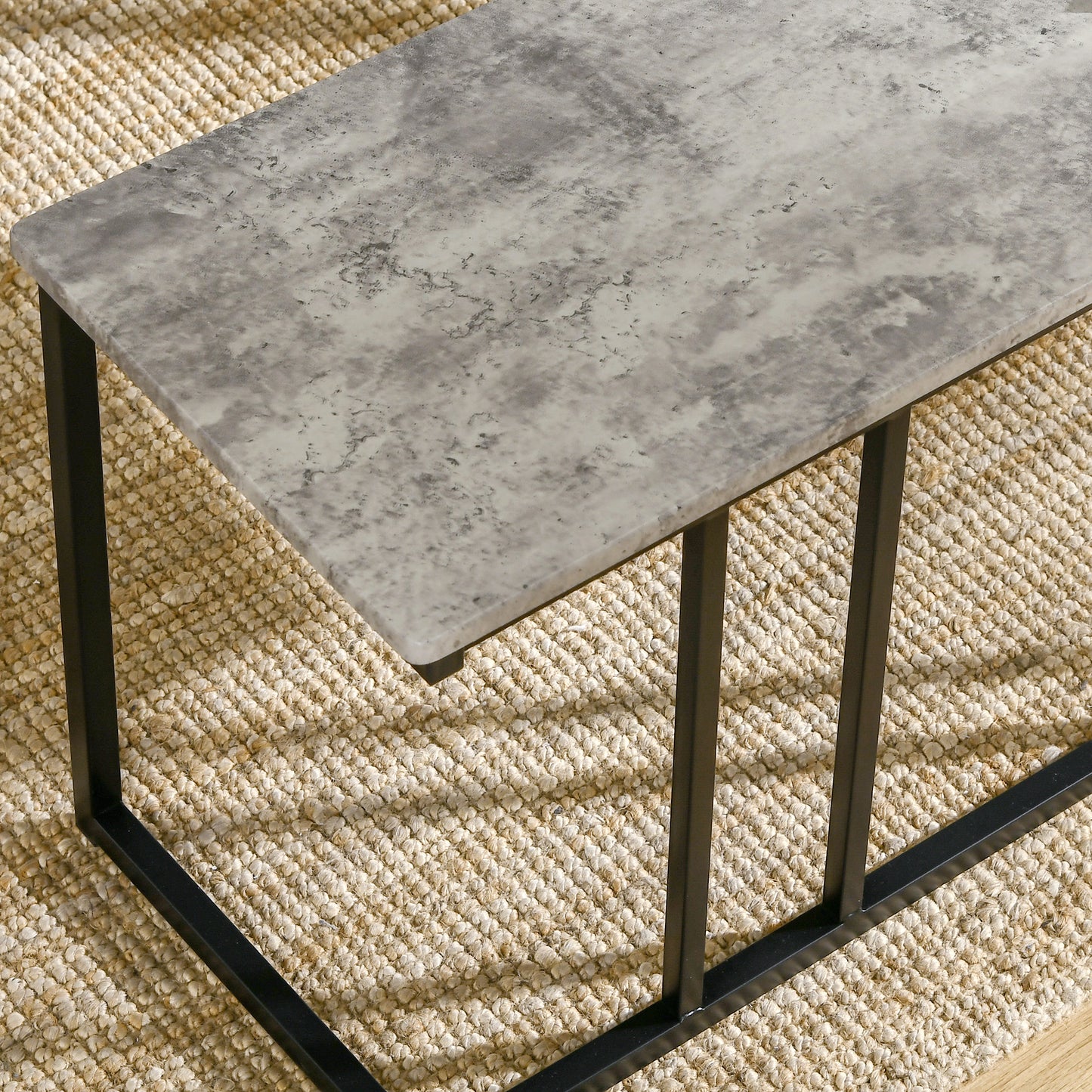 Concrete Effect Dining Table and Chairs Set for 4 People