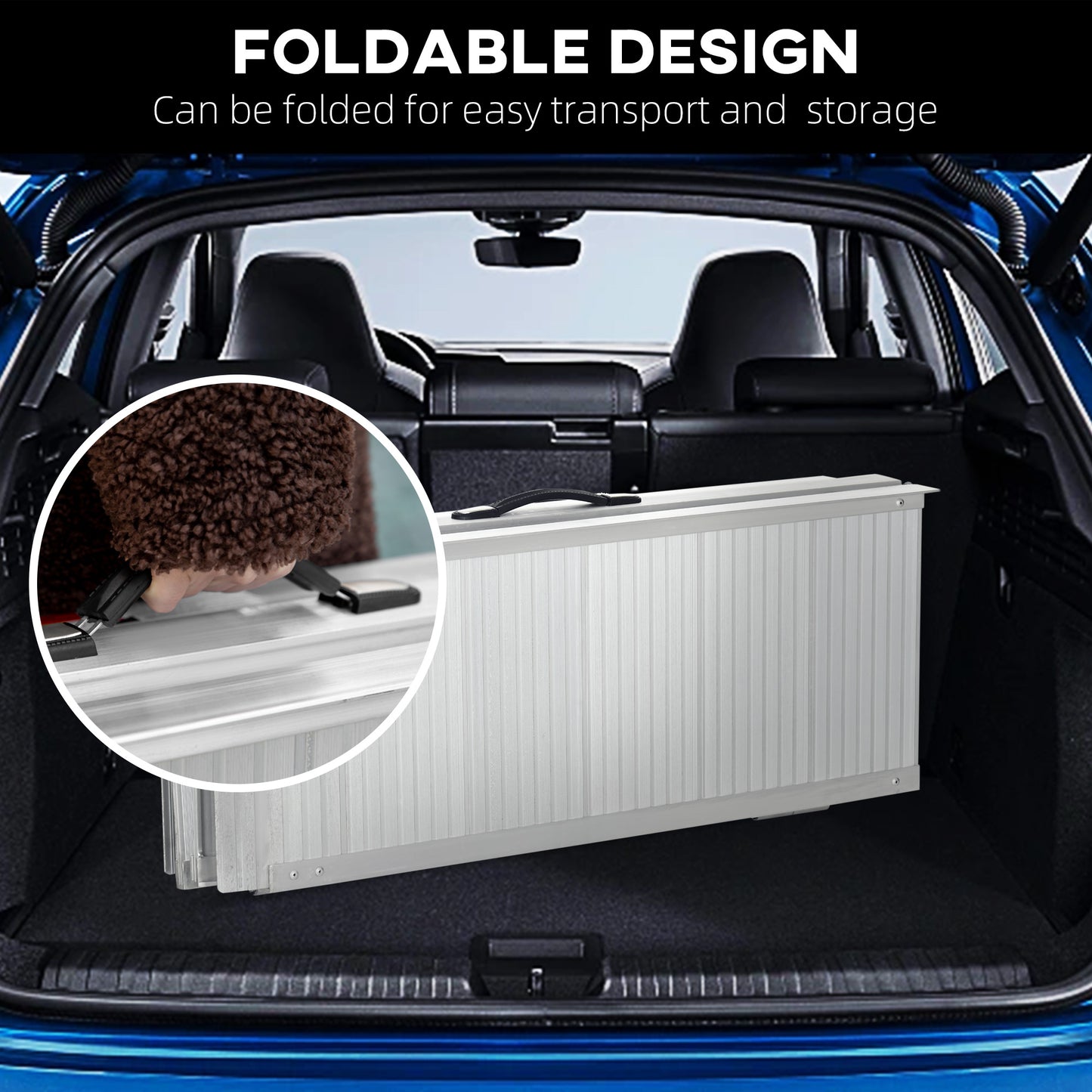 Folding Wheelchair Ramp, 183 x 72 cm Portable Threshold Ramp, for Scooter Steps Home Stairs Doorways