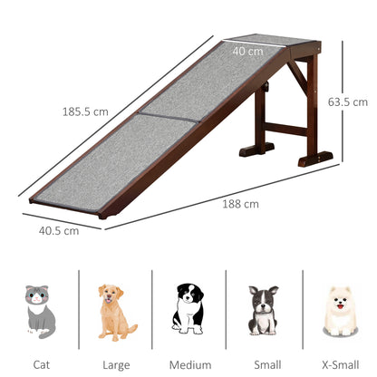Pet Ramp for Dogs Cats Non-Slip Carpet Top Platform - Brown & Grey