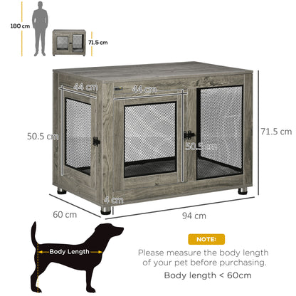 Dog Crate Furniture End Table w/ Soft Washable Cushion, Two Doors, Indoor Pet Kennel for Small Medium Large Dogs w/ Wire Mesh