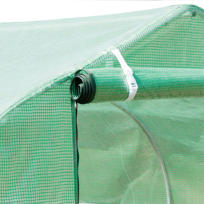 6 x 3 m Large Walk-In Greenhouse Garden Polytunnel Greenhouse with Steel Frame, Zippered Door and Roll Up Windows, Green