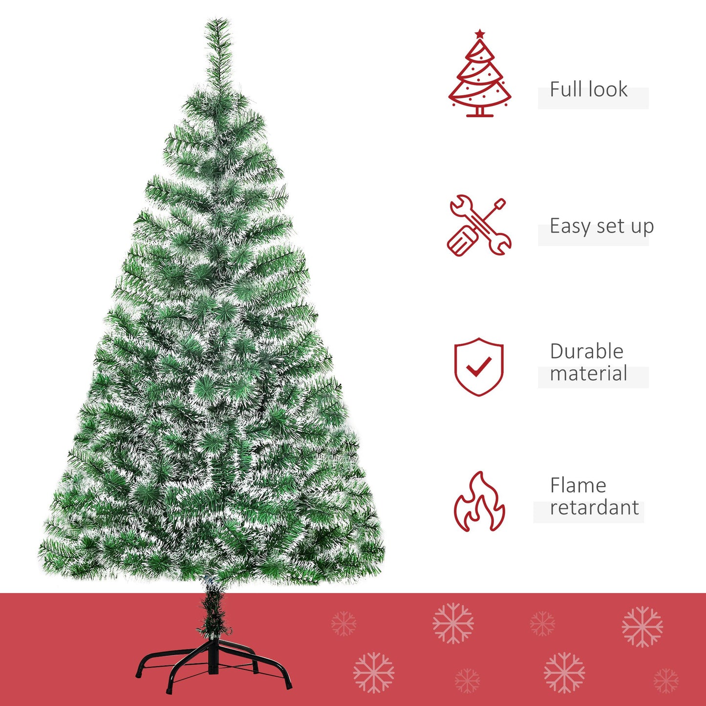 FT Indoor Christmas Tree Artificial Decoration Xmas Gift with Metal Stand Branch Tips