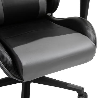 High Back Racing Gaming Chair, PU Leather Reclining Computer Chair with Head Pillow and Lumbar Support, Black