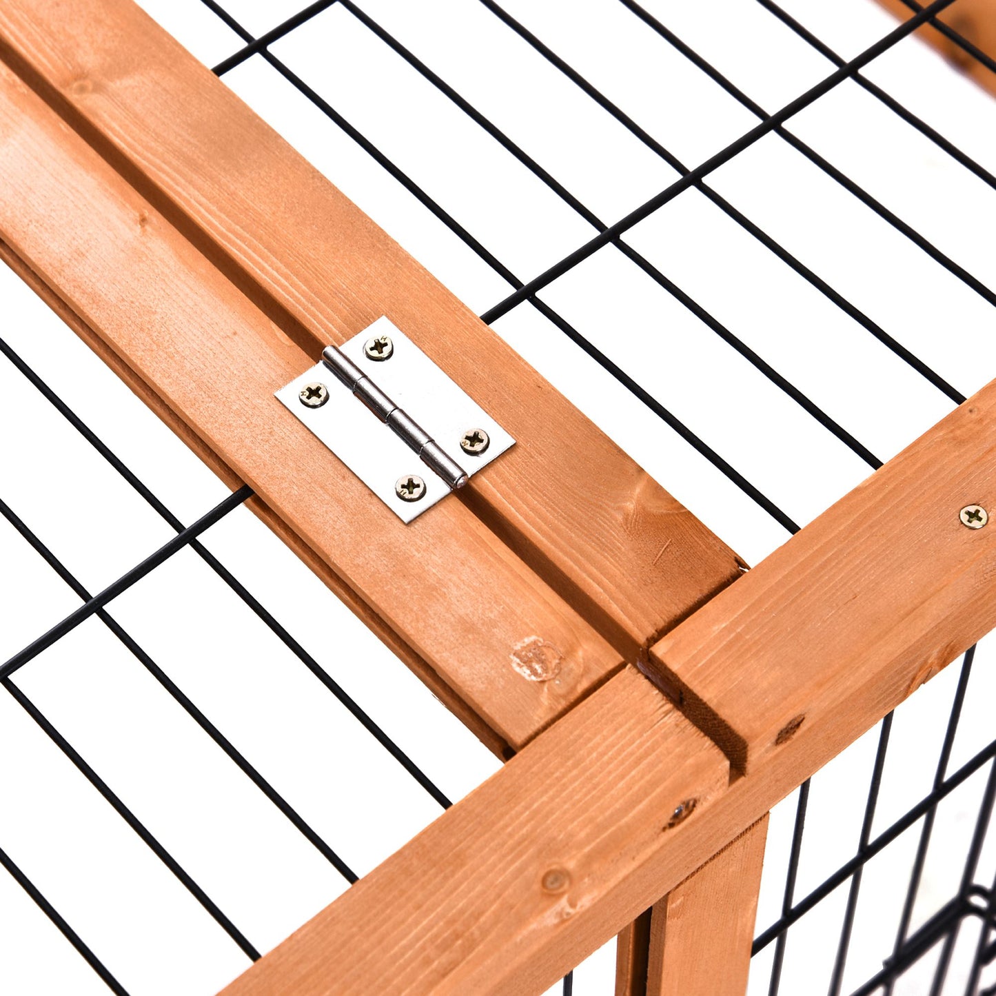 Wooden Rabbit Hutch Outdoor, Guinea Pig Hutch, Detachable Pet House Animal Cage with Openable Run & Roof Lockable Door Slide-out Tray 146 x 95 x 69cm