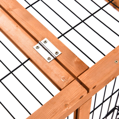 Wooden Rabbit Hutch Outdoor, Guinea Pig Hutch, Detachable Pet House Animal Cage with Openable Run & Roof Lockable Door Slide-out Tray 146 x 95 x 69cm