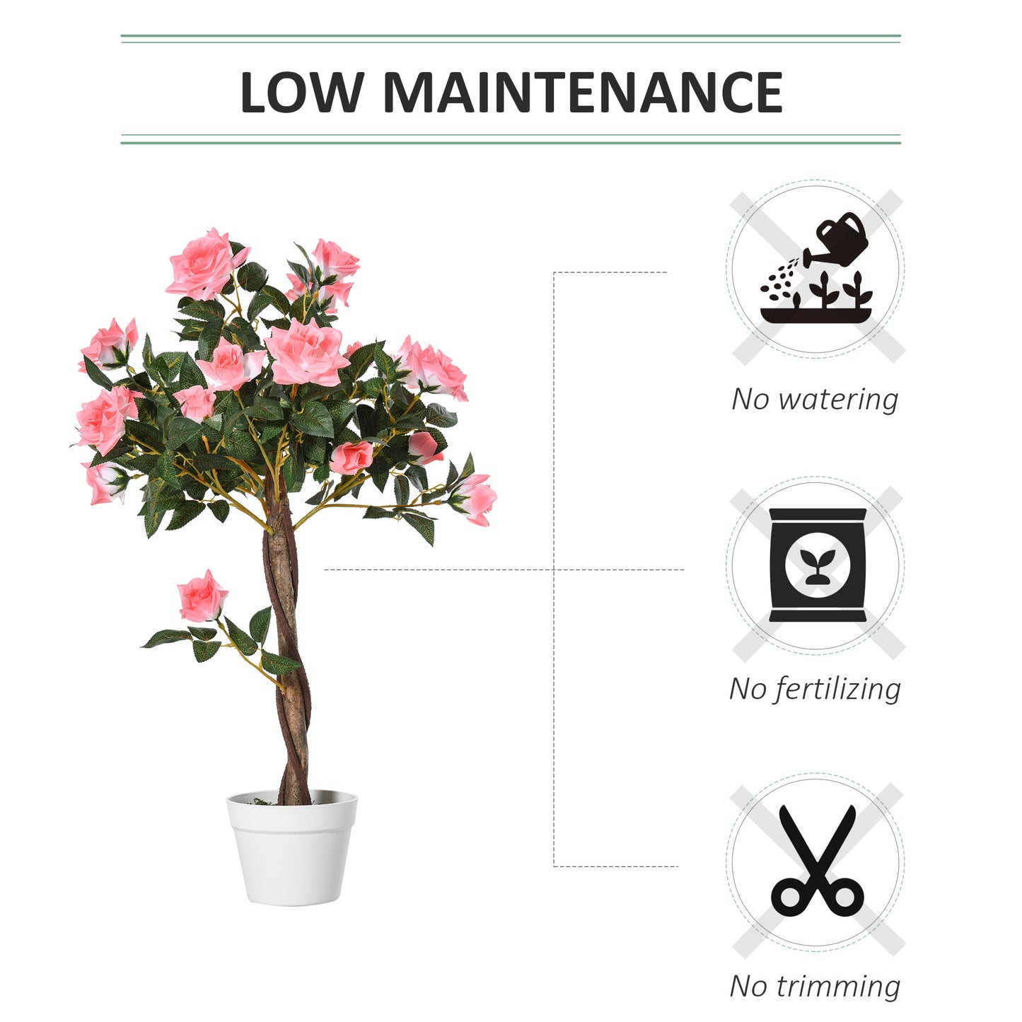Faux Rose Plant (90cm tall)