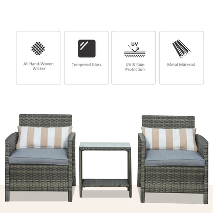 Rattan Bistro Set - two armchairs and a coffee table Wicker Grey