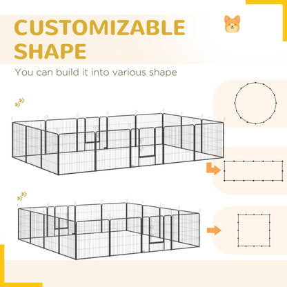 Heavy Duty Puppy Play Pen, 16 Panels Pet Exercise Pen for Indoors, Outdoors, Pet Playpen for Small, Medium Dogs, 80Hcm
