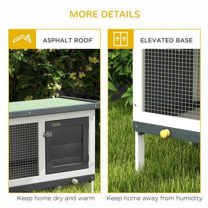 Wooden Rabbit Hutch Guinea Pig Hutch Bunny Cage Small Animal Habitat Openable Asphalt Roof for Outdoor Use 90 x 45 x 65 cm