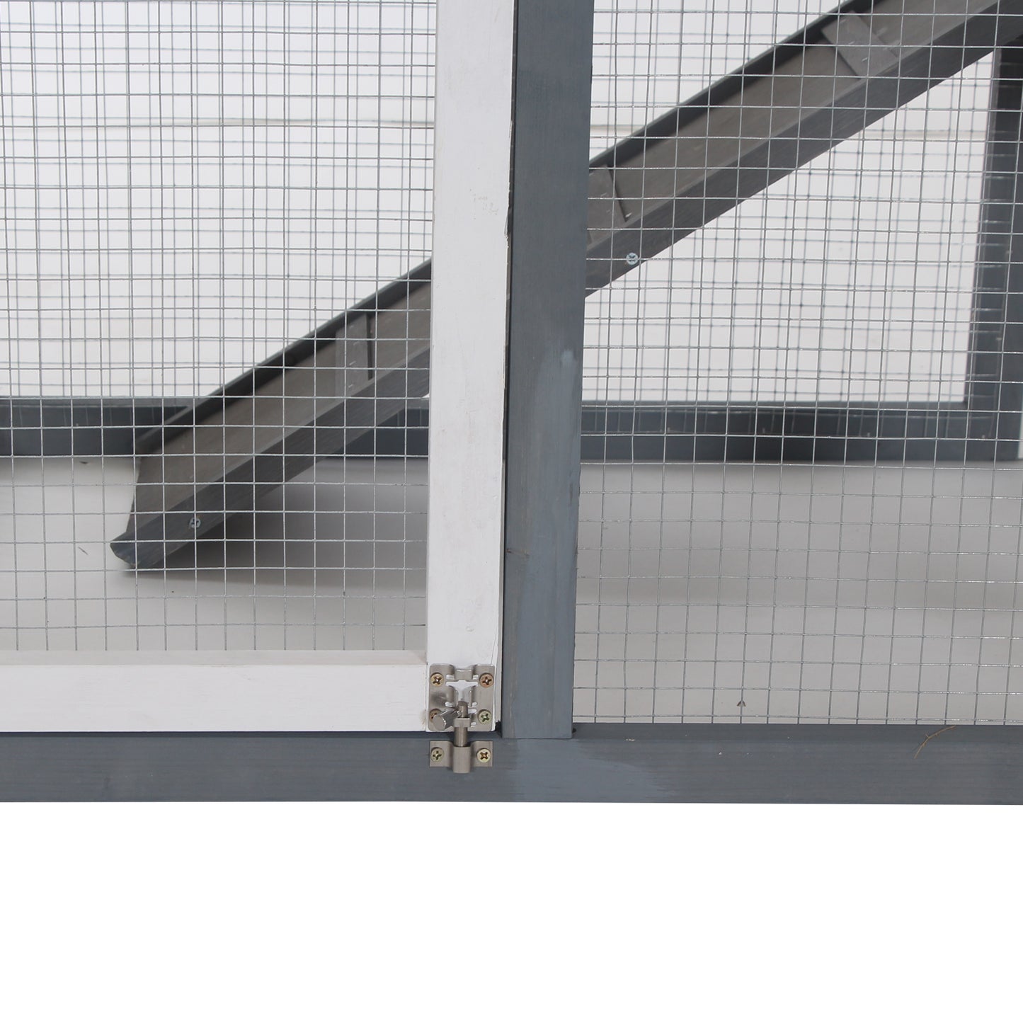 2 Tier Rabbit Hutch Outdoor, Wooden Guinea Pig Hutch, Bunny Cage Small Animal House with Ramp Rabbit Run Pull Out Tray, Grey, 122 x 62.6 x 92 cm