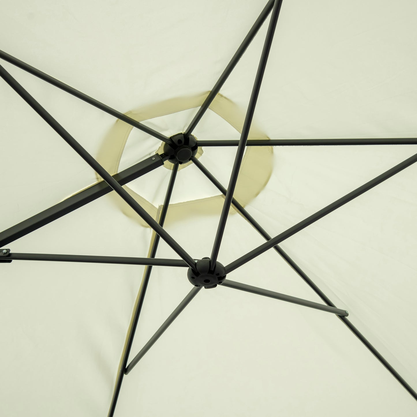 Outsunny 2.5M Garden Cantilever Parasol with 360¬¨‚àû Rotation, Offset Roma Patio Umbrella Hanging Sun Shade Canopy Shelter with Cross Base, Beige