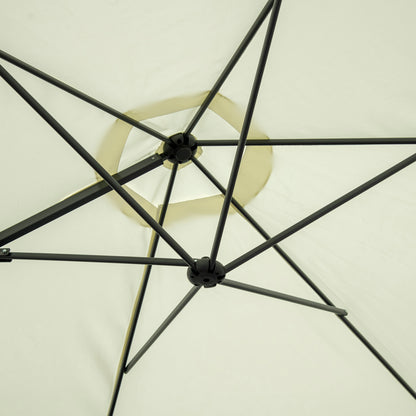 Outsunny 2.5M Garden Cantilever Parasol with 360¬¨‚àû Rotation, Offset Roma Patio Umbrella Hanging Sun Shade Canopy Shelter with Cross Base, Beige