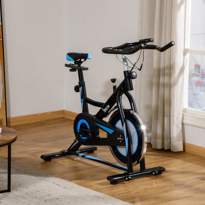 Stationary Exercise Bike, 8kg Flywheel Indoor Cycling Workout Fitness Bike, Adjustable Resistance Cardio Exercise Machine w/ LCD Monitor Pad and Phone Holder for Home, Gym, Office, Black