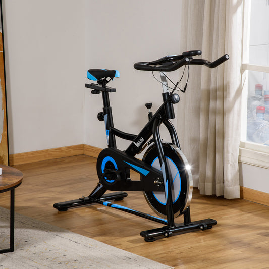Stationary Exercise Bike, 8kg Flywheel Indoor Cycling Workout Fitness Bike, Adjustable Resistance Cardio Exercise Machine w/ LCD Monitor Pad and Phone Holder for Home, Gym, Office, Black