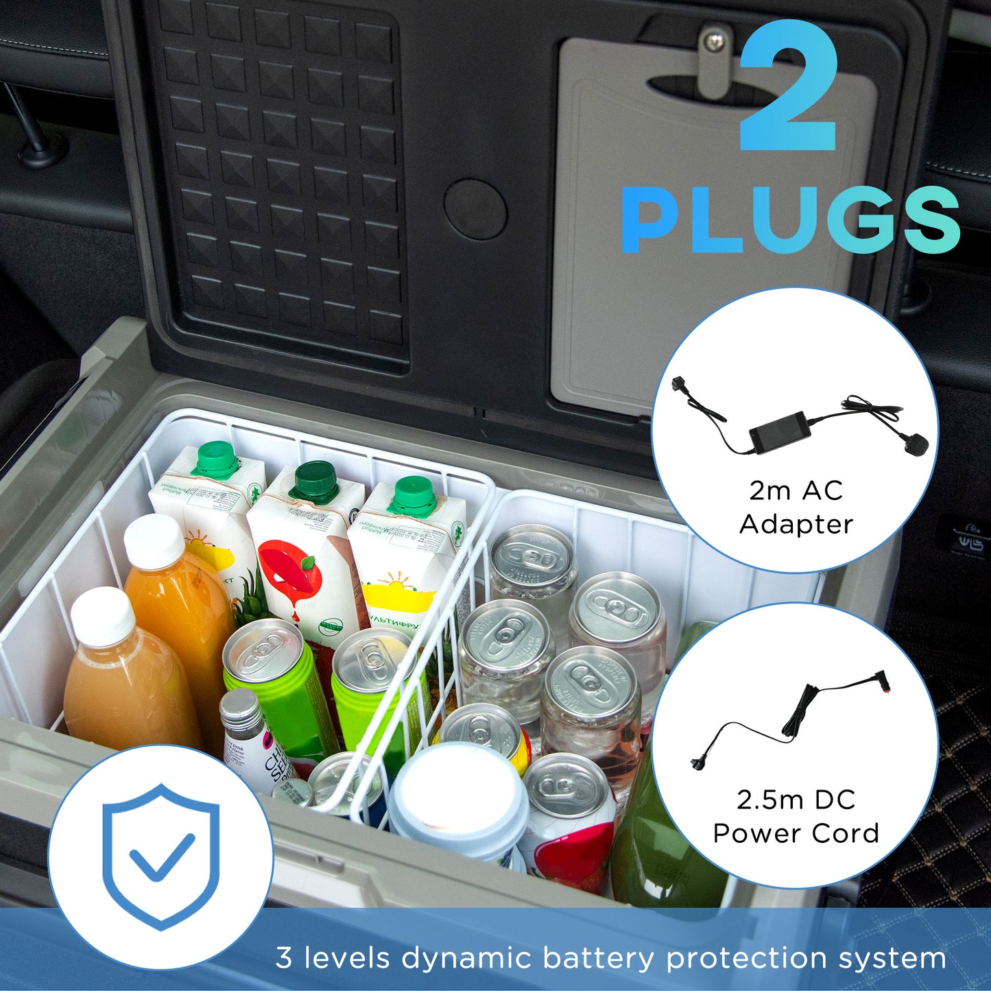 Outsunny 50L Car Refrigerator, Portable Compressor Cooler Box, Fridge Freezer w/ Inner LED Light, Foldable Handles, Cup Holders, 12/24V DC and 110-240V AC for Campervan RV Boat Travel Down to -20‚Äö√ë√â