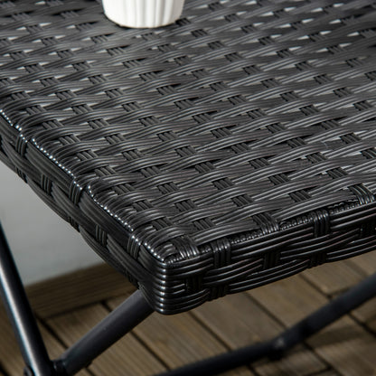 Outsunny Garden Small Folding Square Rattan Coffee Table Bistro Balcony Outdoor Wicker Weave Side Table 40H x 40L x 40Wcm Black