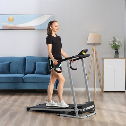 Motorised Electric Treadmill, 10km/h Folding Running Machine, Gym Fitness Exercise with LCD Monitor, Grey