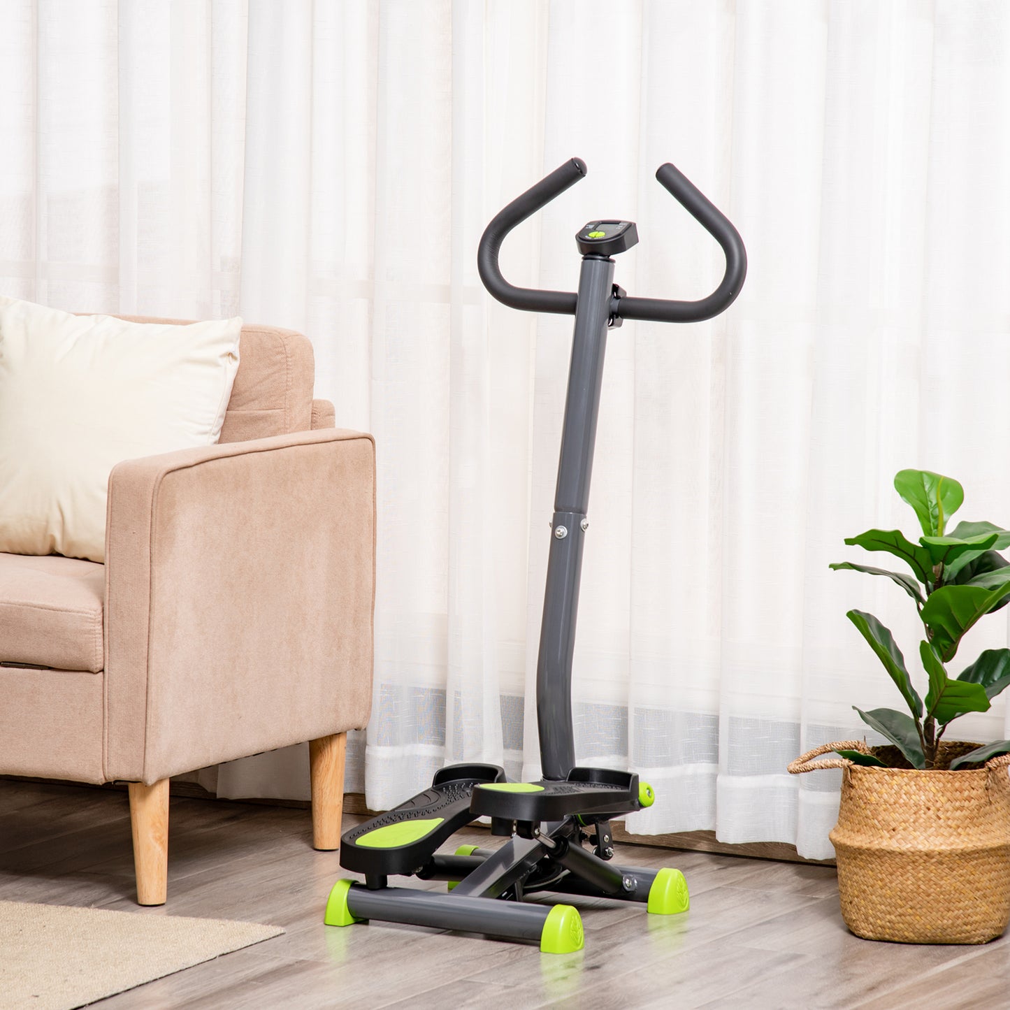 Adjustable Stepper Aerobic Ab Exercise Fitness Workout Machine with LCD Screen & Handlebars