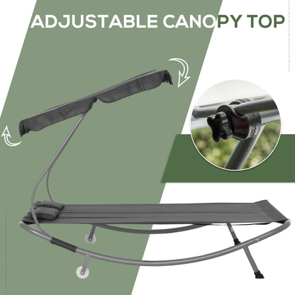Double Sun Lounger with Adjustable Detachable Canopy, Grey