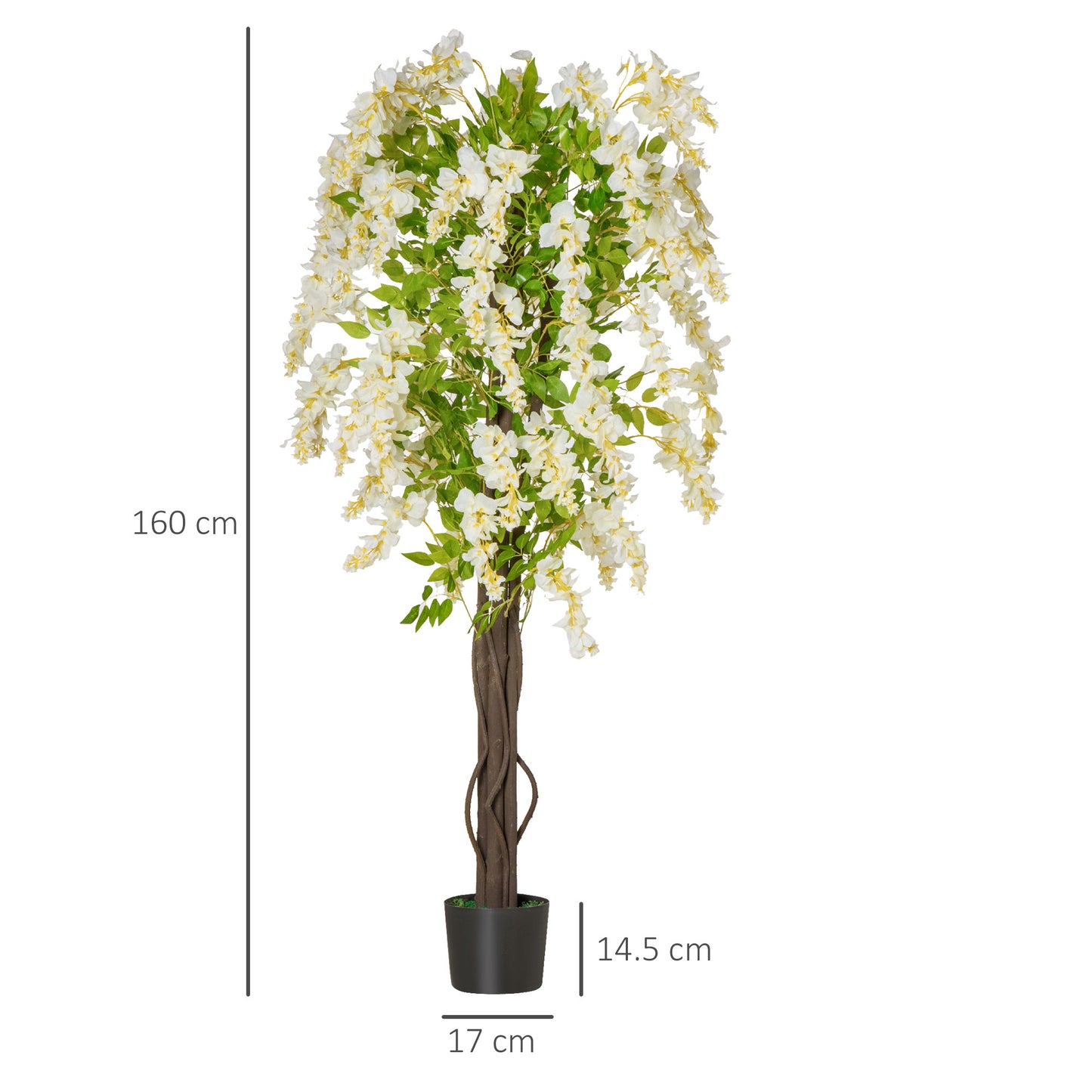 Artificial White Wisteria Tree (1.6m tall)
