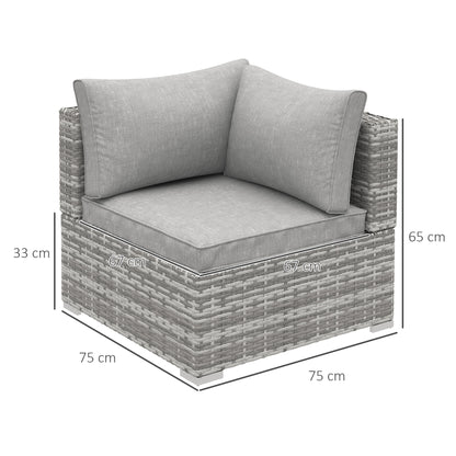 PE Rattan Wicker Corner Set Garden Furniture Single Chair w/ Cushions, Grey