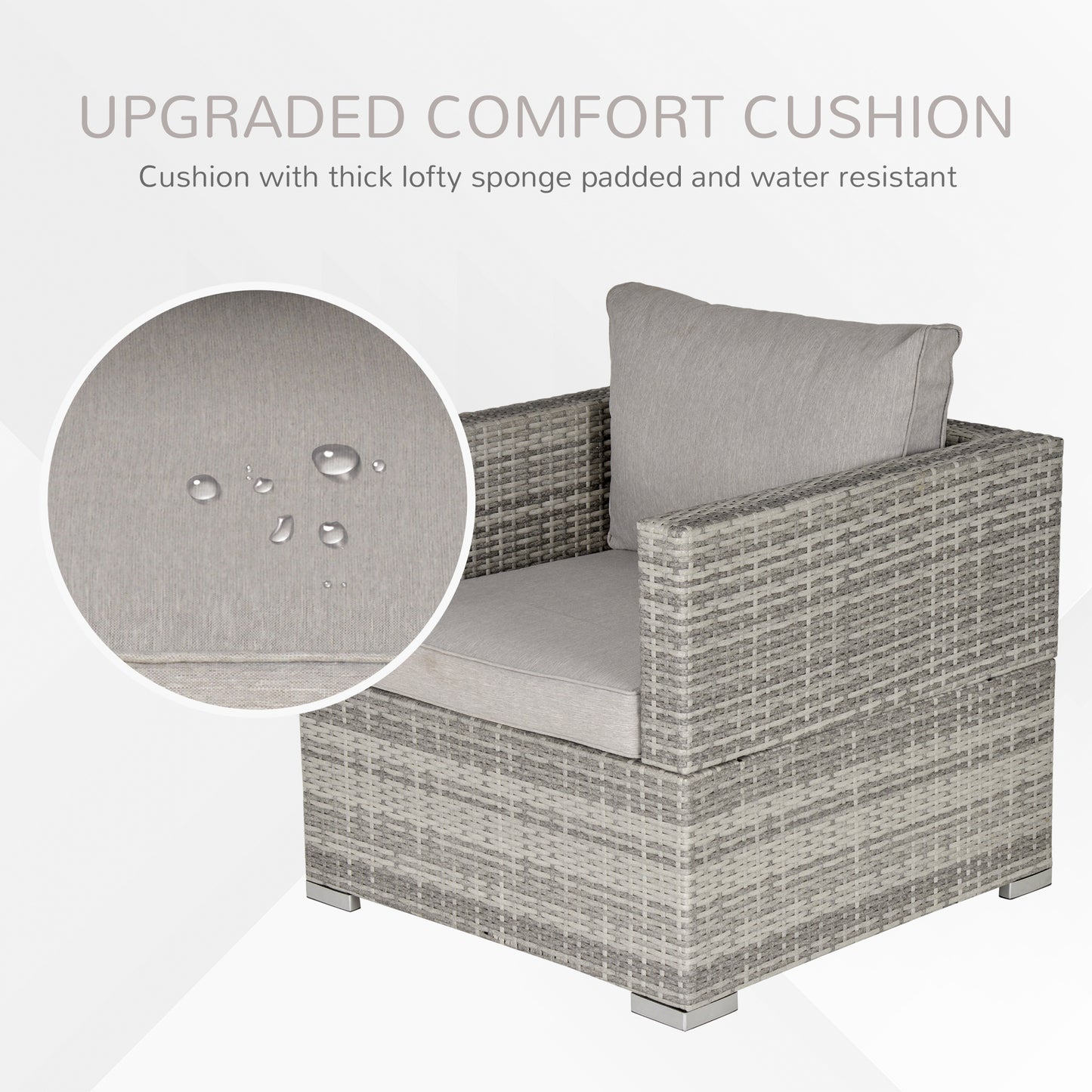 Outdoor Patio Furniture Single Rattan  Chair Padded Cushion All Weather for Garden Poolside Balcony Grey