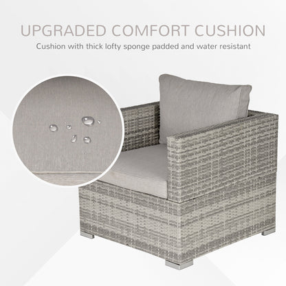 Outdoor Patio Furniture Single Rattan  Chair Padded Cushion All Weather for Garden Poolside Balcony Grey